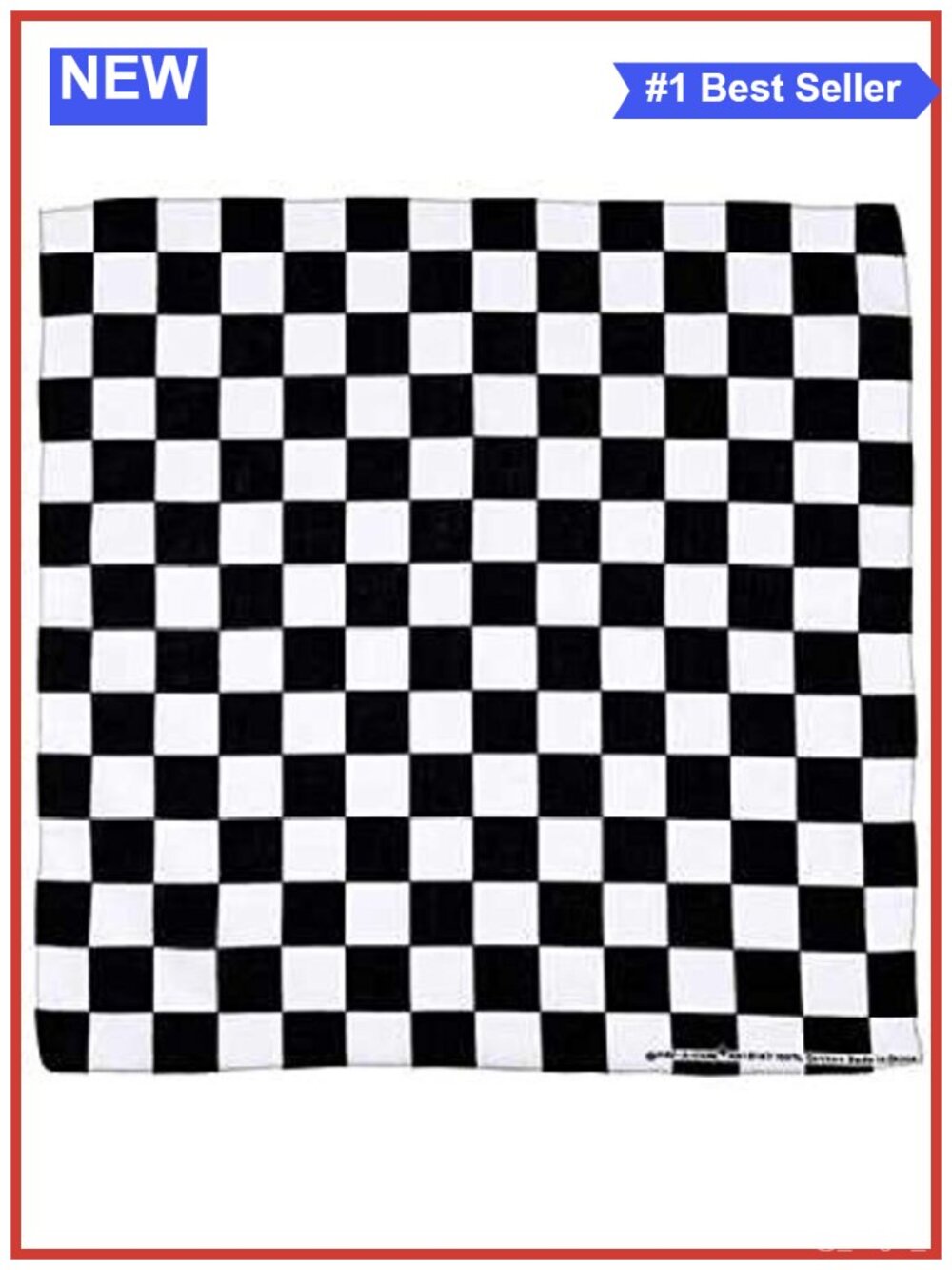 100% Cotton Checkered Scarf Wearable Art Multi-Way Neck Head Accessory